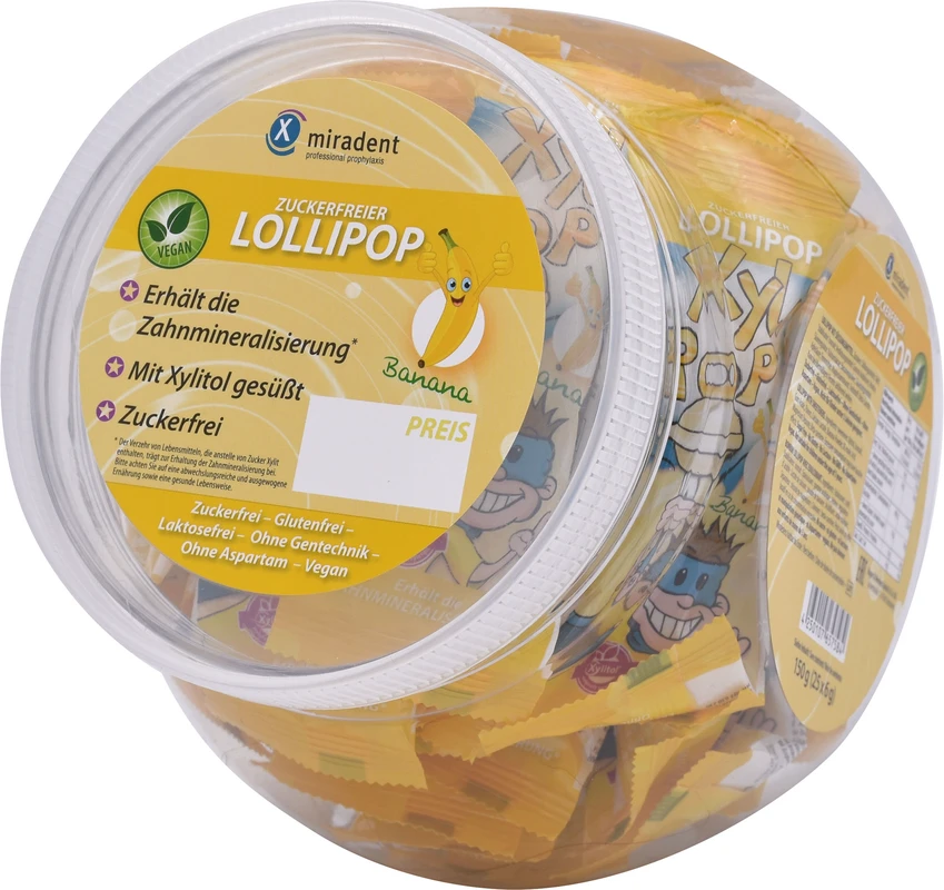 XyliPOP® Lollipop Bonboniere 25 x 6 g Stück Banane
