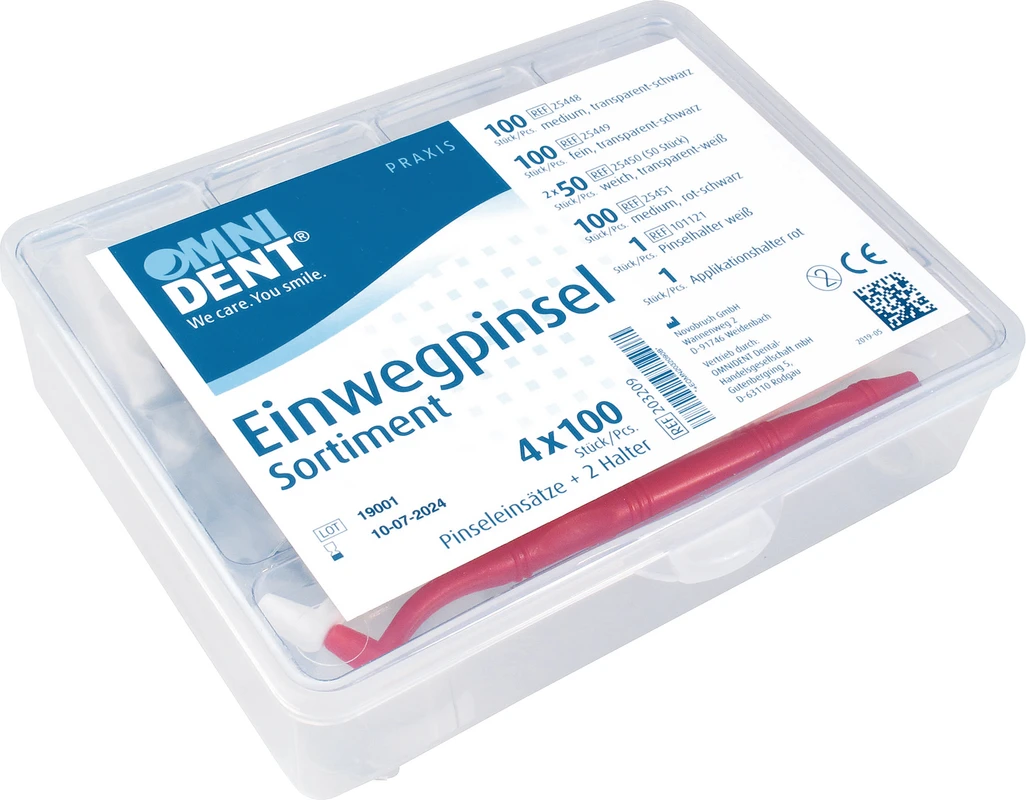 Omni Einwegpinsel Sortiment Sortiment 4 x 100 Stück, 2 Halter