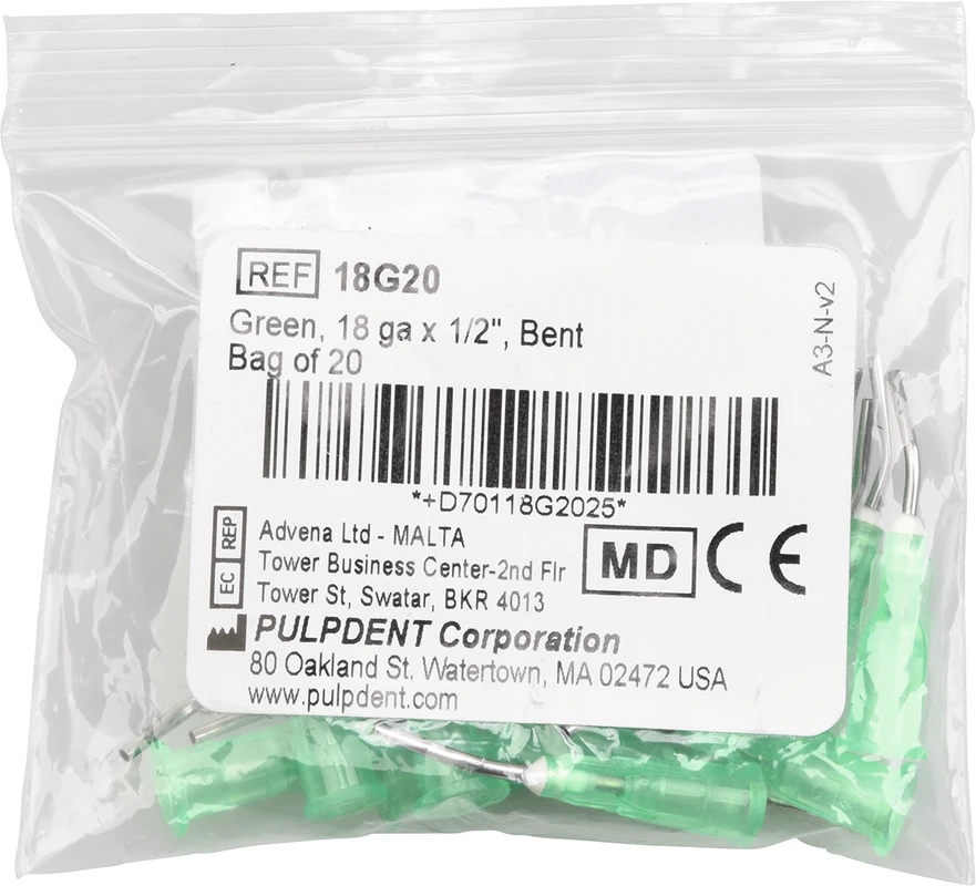 Applicator Tip Green Packung 20 Stück, 1/2 Prebent