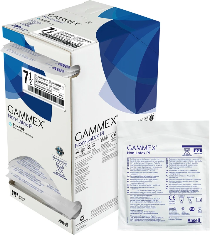 Gammex® Non-Latex PI Packung 50 Paar puderfrei, weiß, Größe 6,5