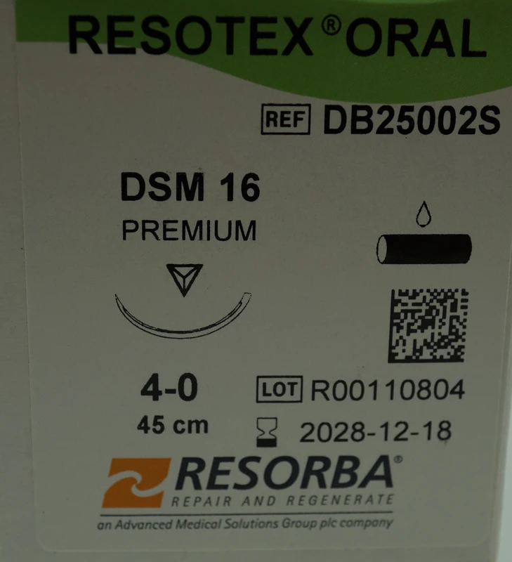 Resotex® Oral Packung 12 Stück schwarz, 45 cm, DSM16, 3/8 Kreis, außen schneidend, 16 mm, USP 4/0