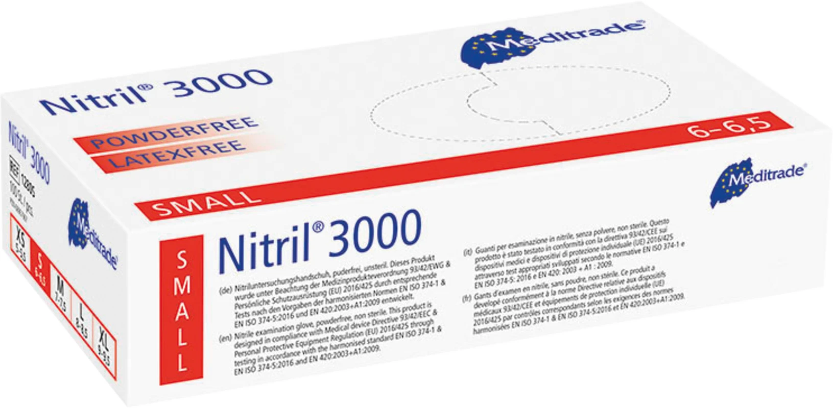 Nitril® 3000 Packung 100 Stück puderfrei, weiß, S