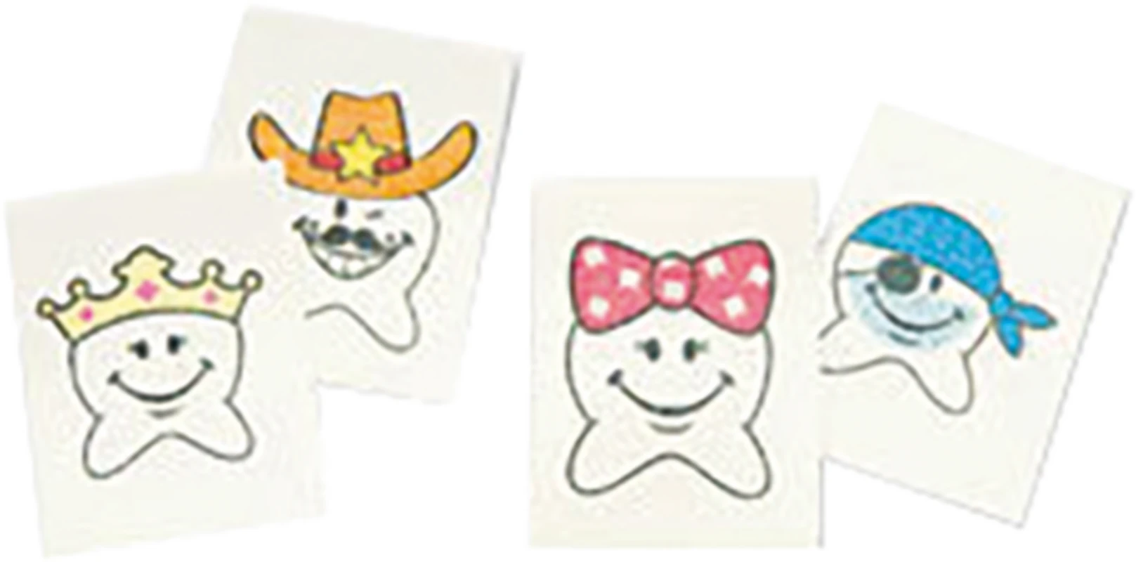 Tattoos Glitzerzähne Packung 144 Stück