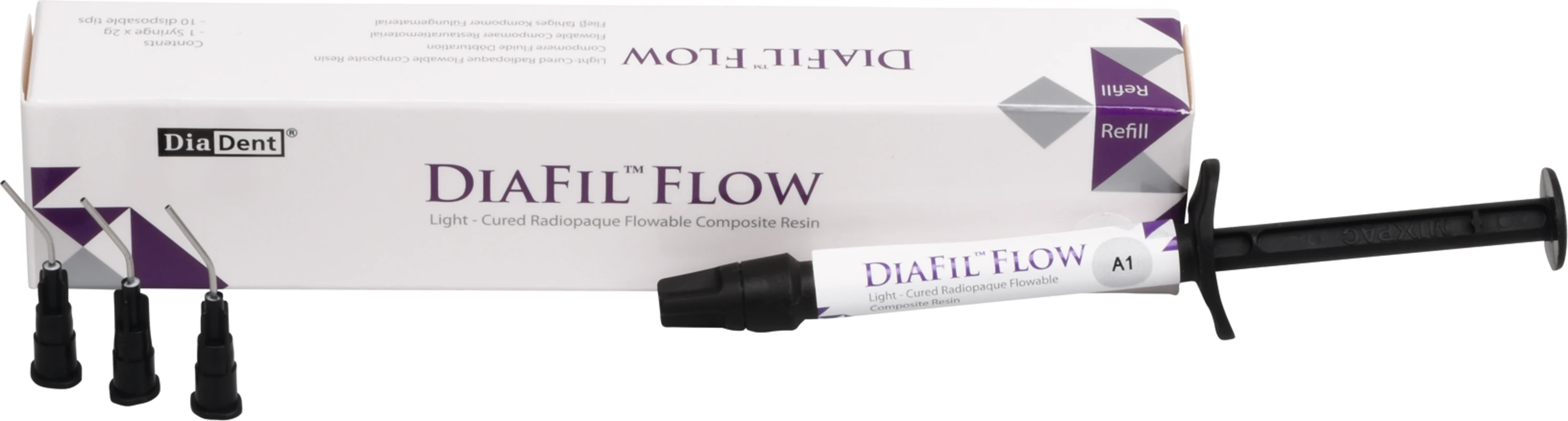 DIAFIL™ FLOW Hybrid Packung 2 g Spritze A1, 10 Einmalnadeltips