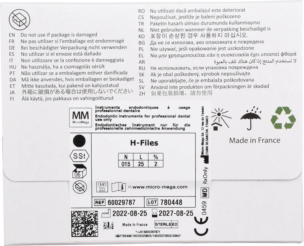 B6 H-Files Packung 6 Stück 25 mm, ISO 015