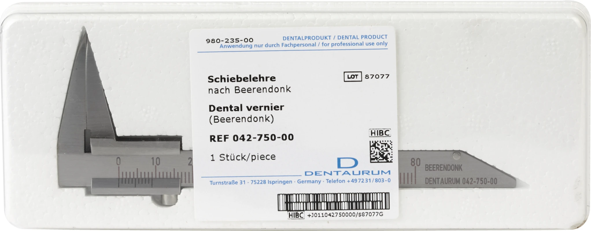 Schiebelehre Stück 042-750-00 Schiebelehre Dentaurum