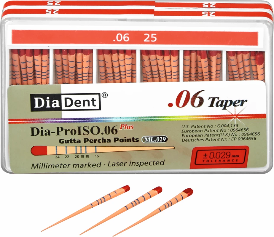 DiaDent® Dia-Pro Guttaperchaspitzen Packung 60 Stück Taper.06, ISO 025