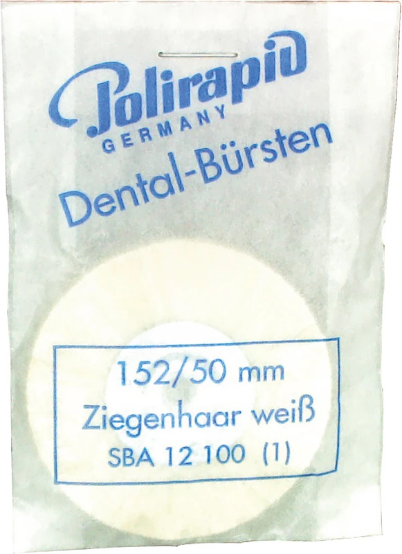 Schmalbürsten Stück mit Aluzentrum, Ziegenhaar weiß, Ø 50 mm, S: 5 mm
