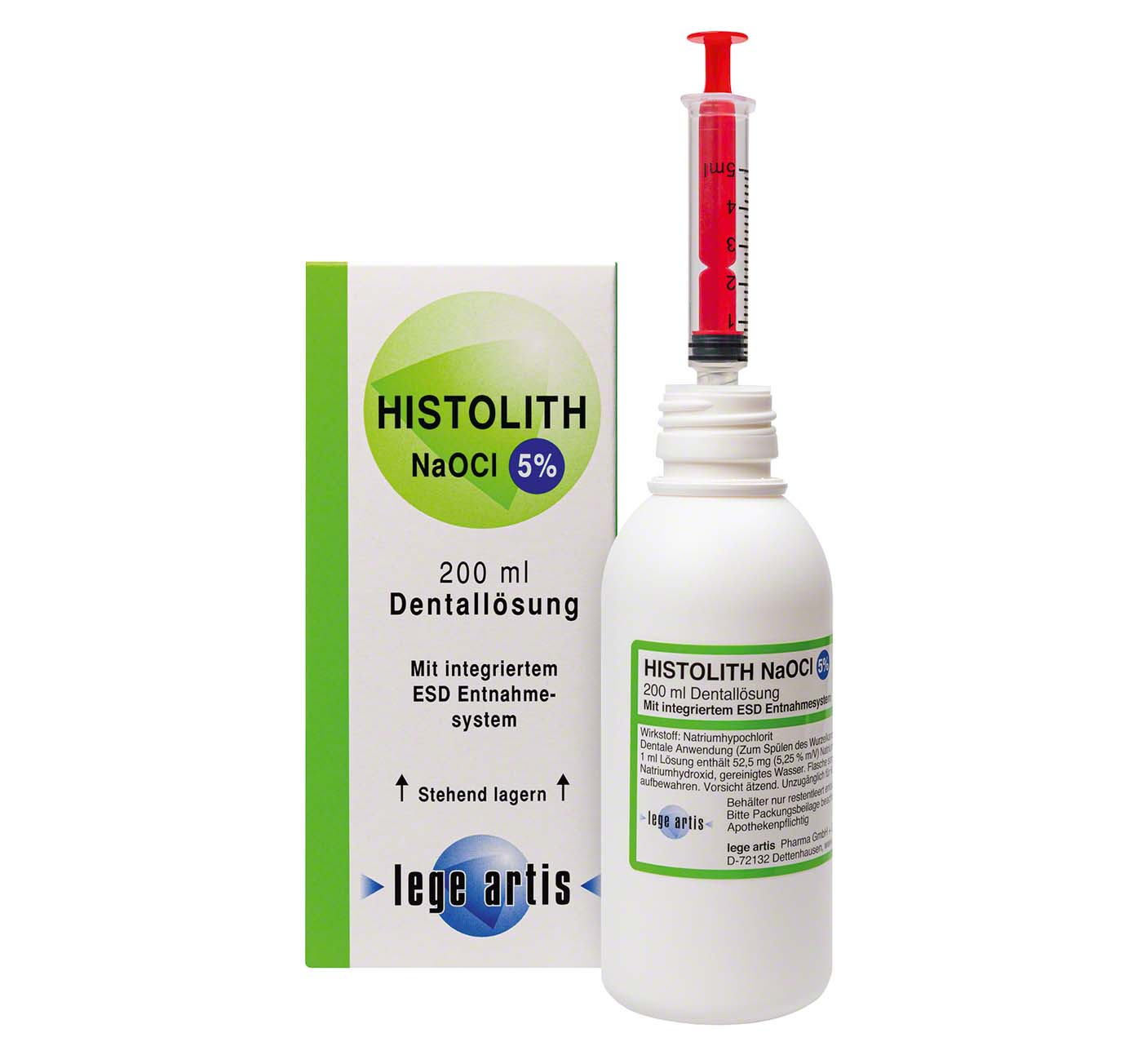 HISTOLITH NaOCl 5% Flasche 200 ml Lösung mit ESD-Entnahmesystem HISTOLITH NaOCl 5% lege artis