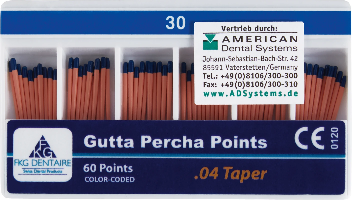 FKG Gutta Percha Packung 60 Stück Taper.04 ISO 030