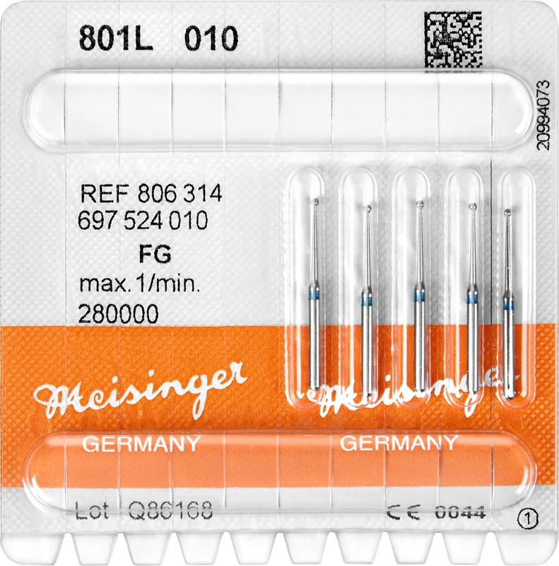 Diamanten 801L Packung 5 Stück blau mittel, FG, Figur 697 Rund lang, ISO 010