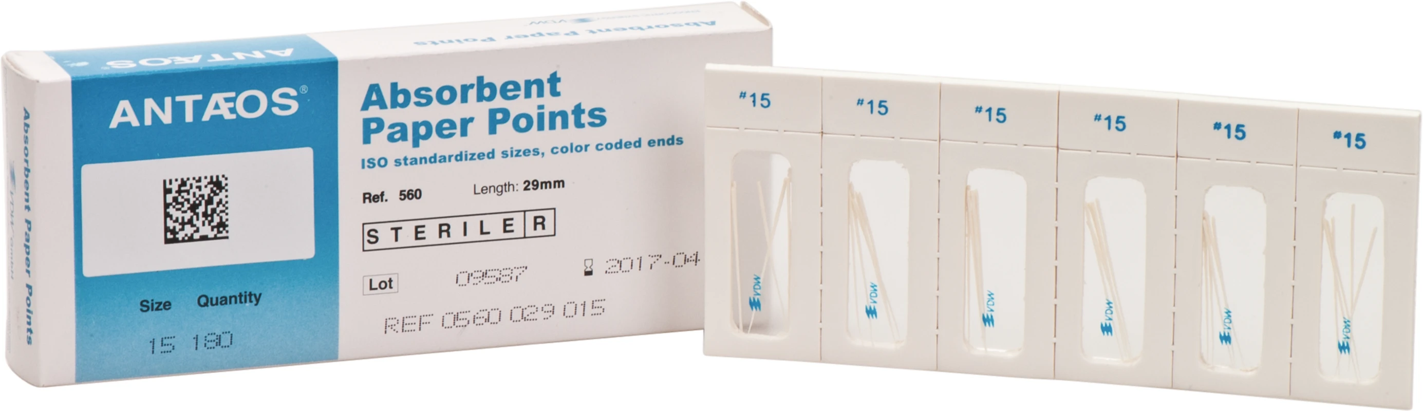 Papierspitzen steril Packung 180 Stück Taper.02, ISO 015