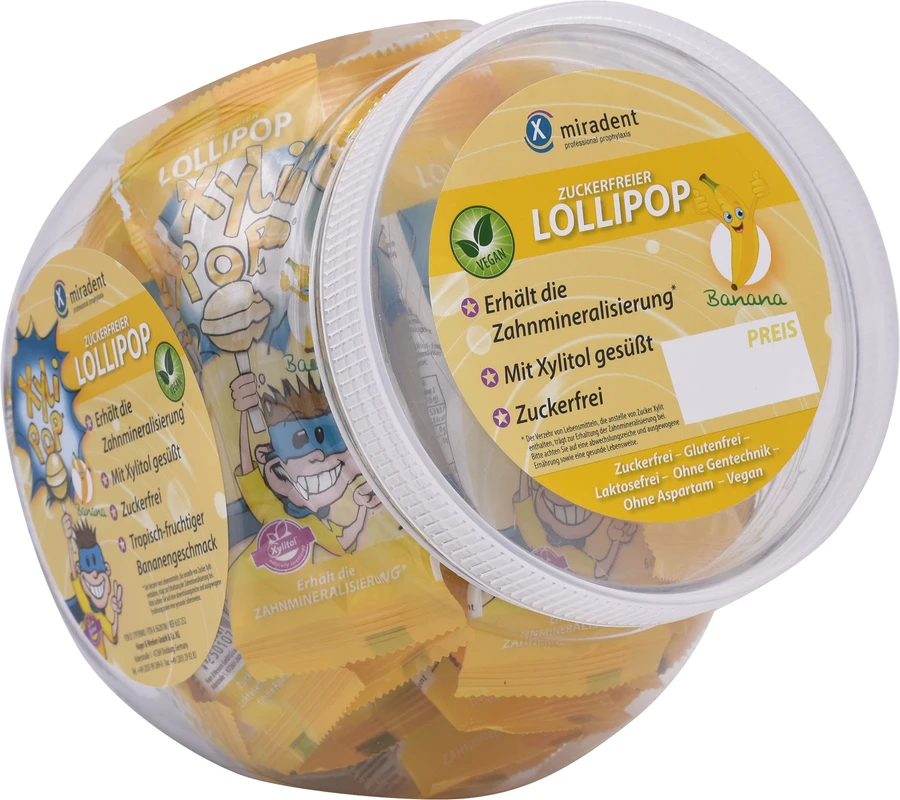 XyliPOP® Lollipop Bonboniere 25 x 6 g Stück Banane