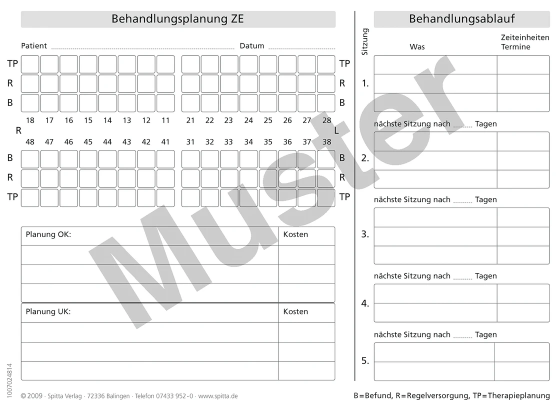 Behandlungsplan Zahnersatz / Prothetik Stück 100 Blatt Behandlungsplan Zahnersatz