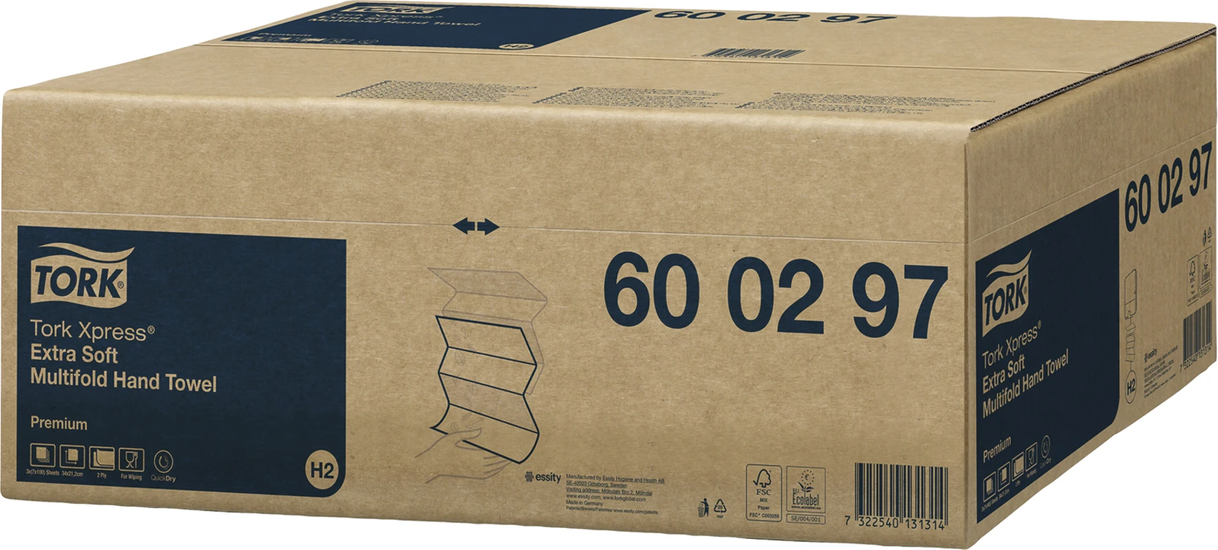 TORK® Xpress® extra weiche Multifold (Interfold) Handtücher H2 System Karton 3 x 7 x 100 Stück 21,2 x 34 cm