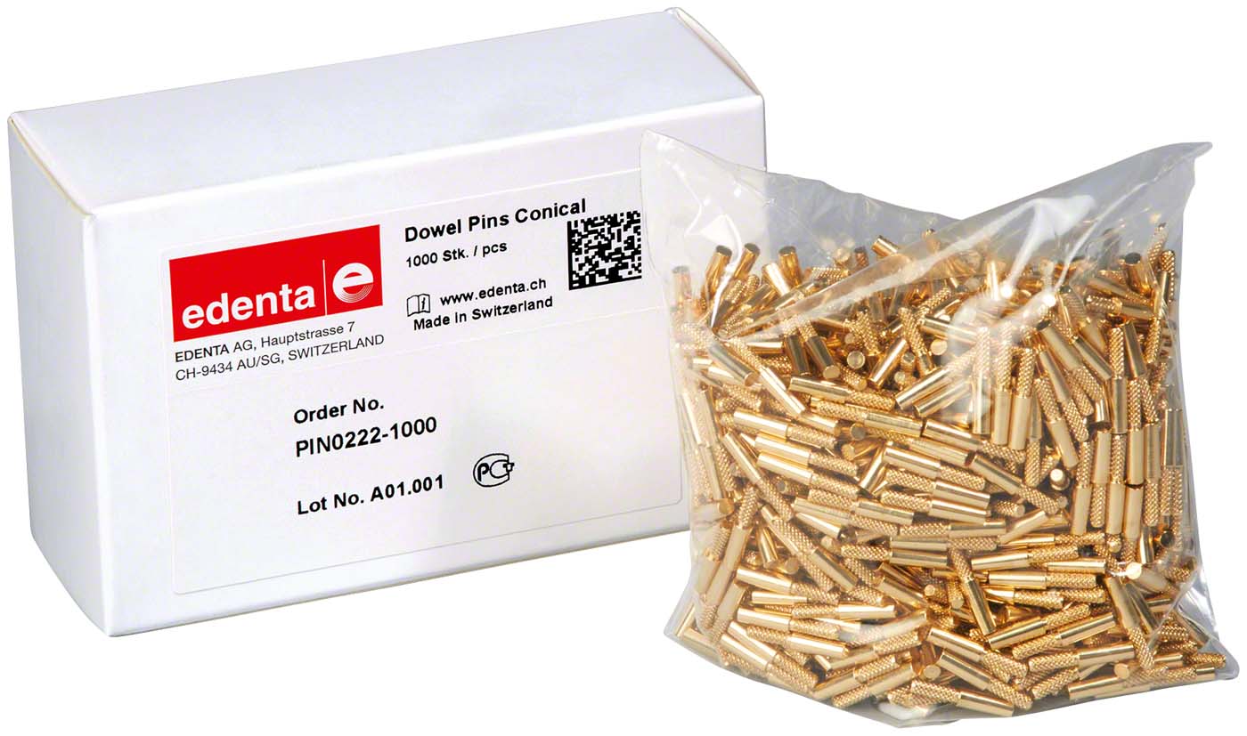 Dowel Pins konisch Packung 1.000 Stück rund, 14 mm Dowel Pins konisch Edenta