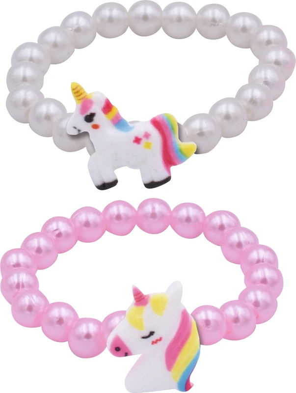 Miratoi Nr. 22 Einhorn Perlenarmbänder Packung 50 Stück (30 x rose, 20 x weiß), Ø 7 mm