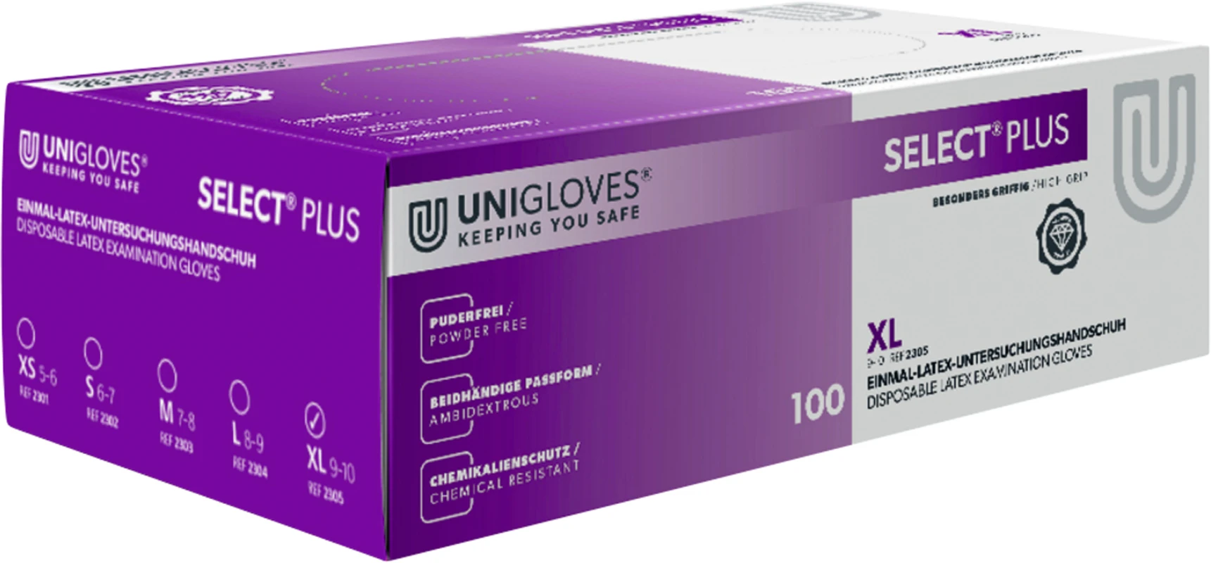 SELECT® PLUS Packung 100 Stück puderfrei, naturlatex, XL