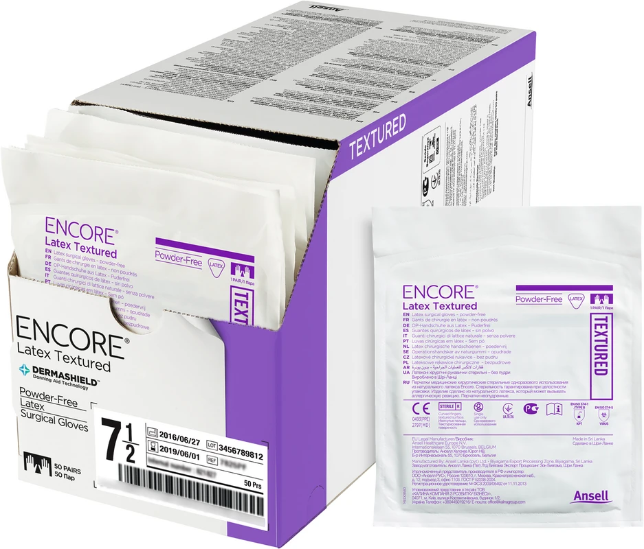 ENCORE® Latex Textured Packung 50 Paar puderfrei, natur, Größe 8