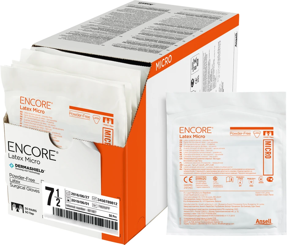 ENCORE® Latex Micro Packung 50 Paar puderfrei, braun, Größe 7,5