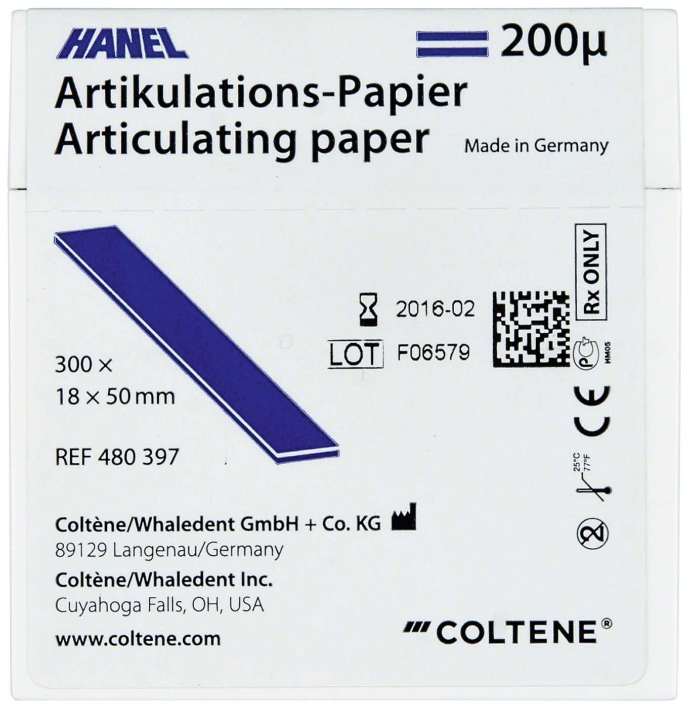 HANEL Artikulations-Papier 200 µm COLTENE
