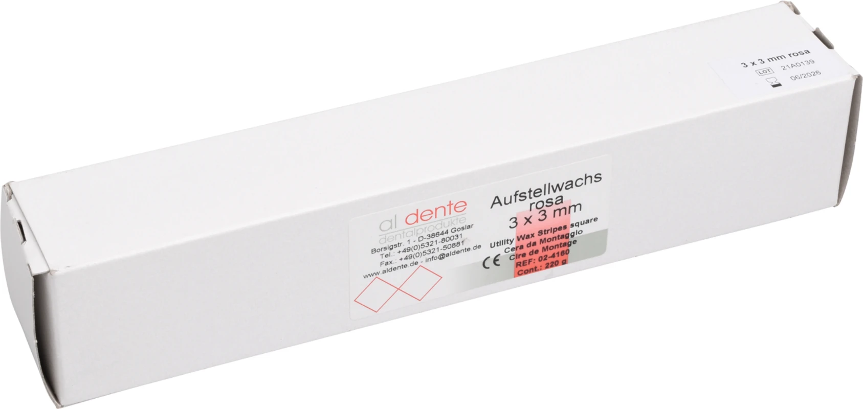 Aufstellwachs Packung 220 g Stripes 3 x 3 mm, hellrosa