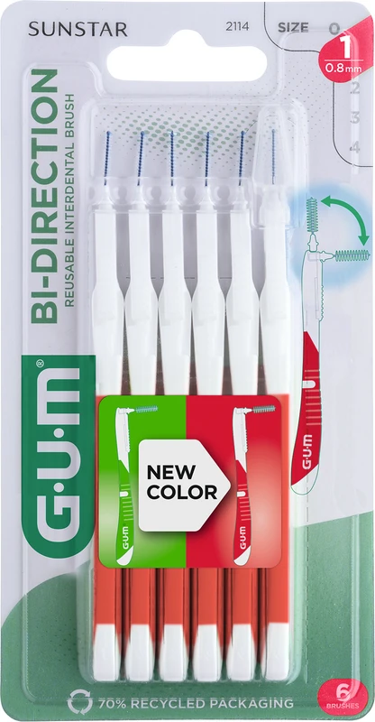 GUM® BI-DIRECTION Packung 6 Stück rot, Kerze, &Oslash; 0,8 mm