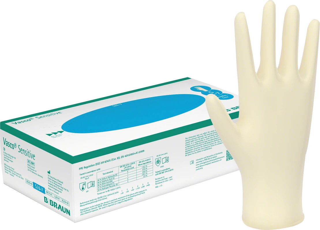 Vasco® Sensitive Packung 100 Stück puderfrei, weiß, S Vasco® Sensitive B. Braun