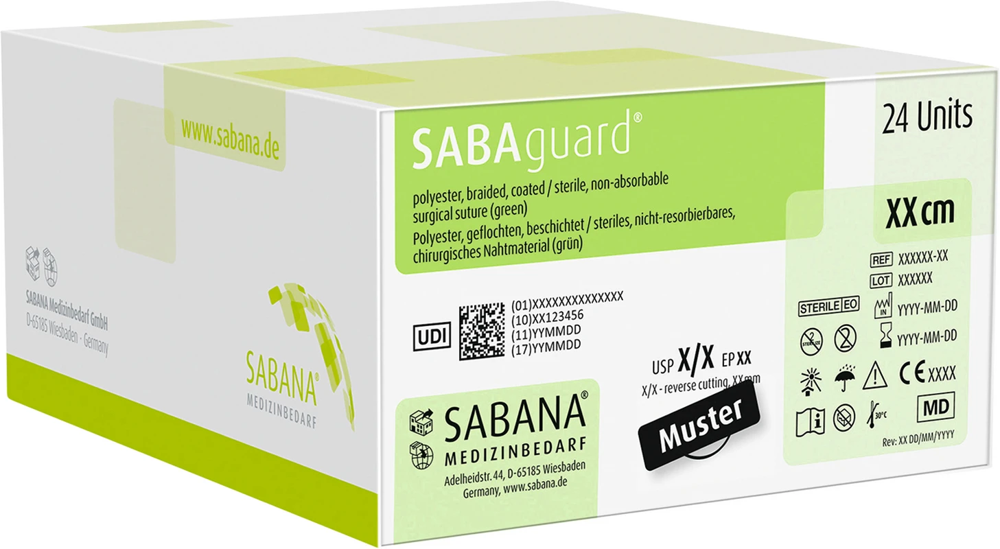SABAguard® Packung 24 Stück grün, 45 cm, HR-17, 1/2 Kreis, Rundkörper, 17 mm, USP 3/0