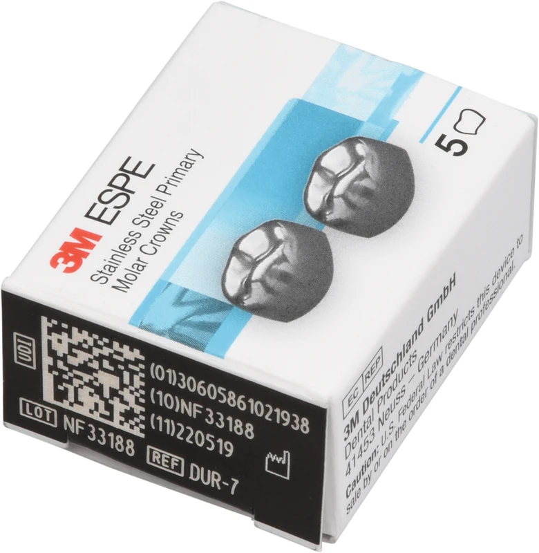 Edelstahlkronen Packung 5 Stück D-UR-7, für Milchmolaren