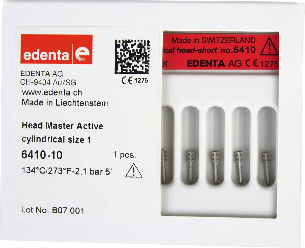 HeadMaster zylindrisch, aktiv Packung 10 Titangewindestifte Gr. 1, kurz