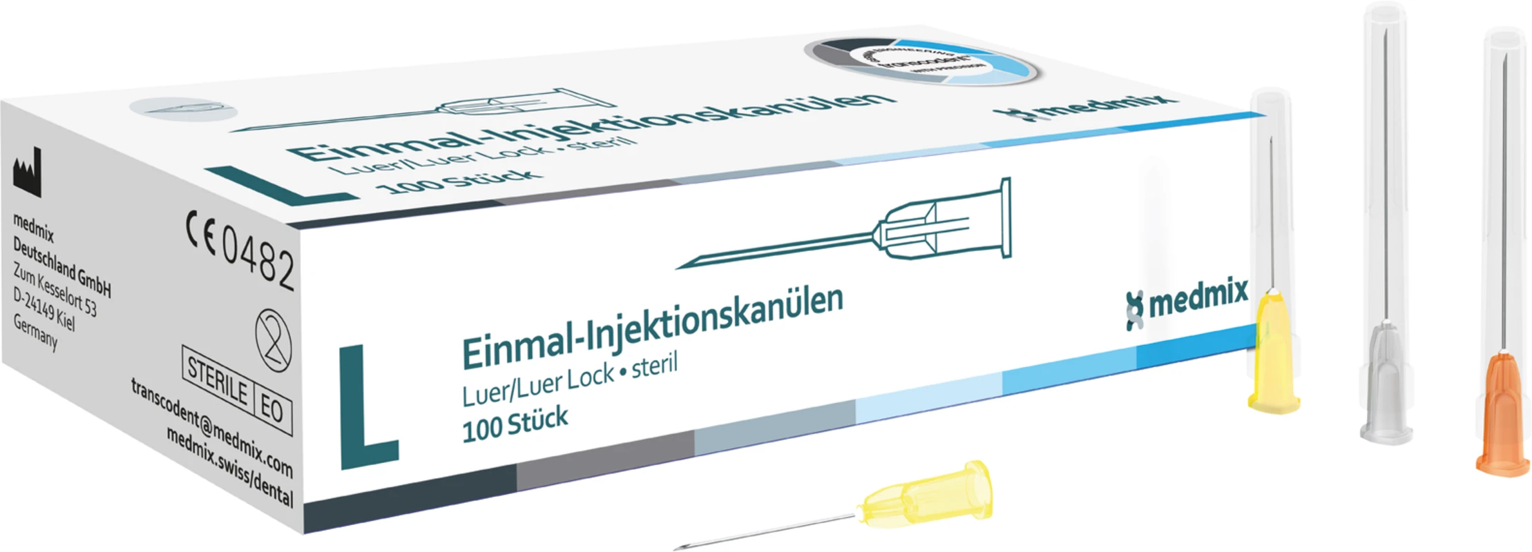 transcodent™ Einmal-Injektionskanülen Luer Packung 100 Stück grau, G27, 0,4 x 42 mm