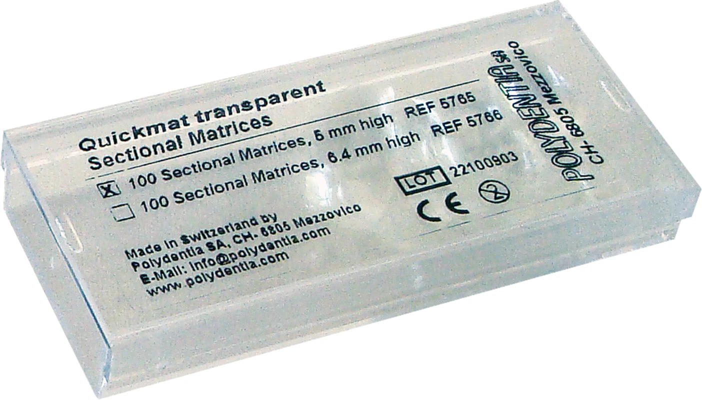 Quickmat DELUXE Nachfüllpackung 100 Teilmatrizen transparent, bombiert, Prämolar