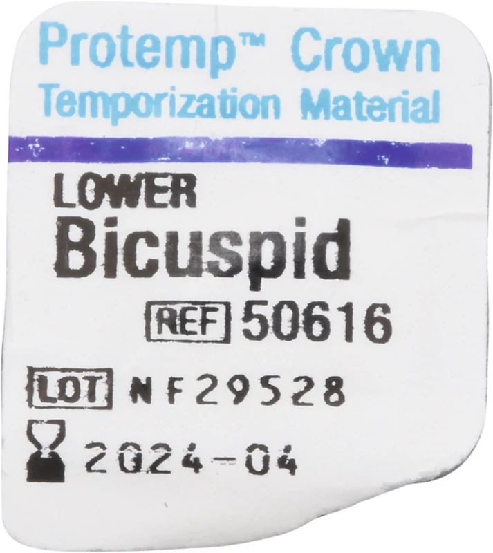 Protemp™ Crown Packung 5 Stück unterer Prämolar, 1 Stückmesslehre