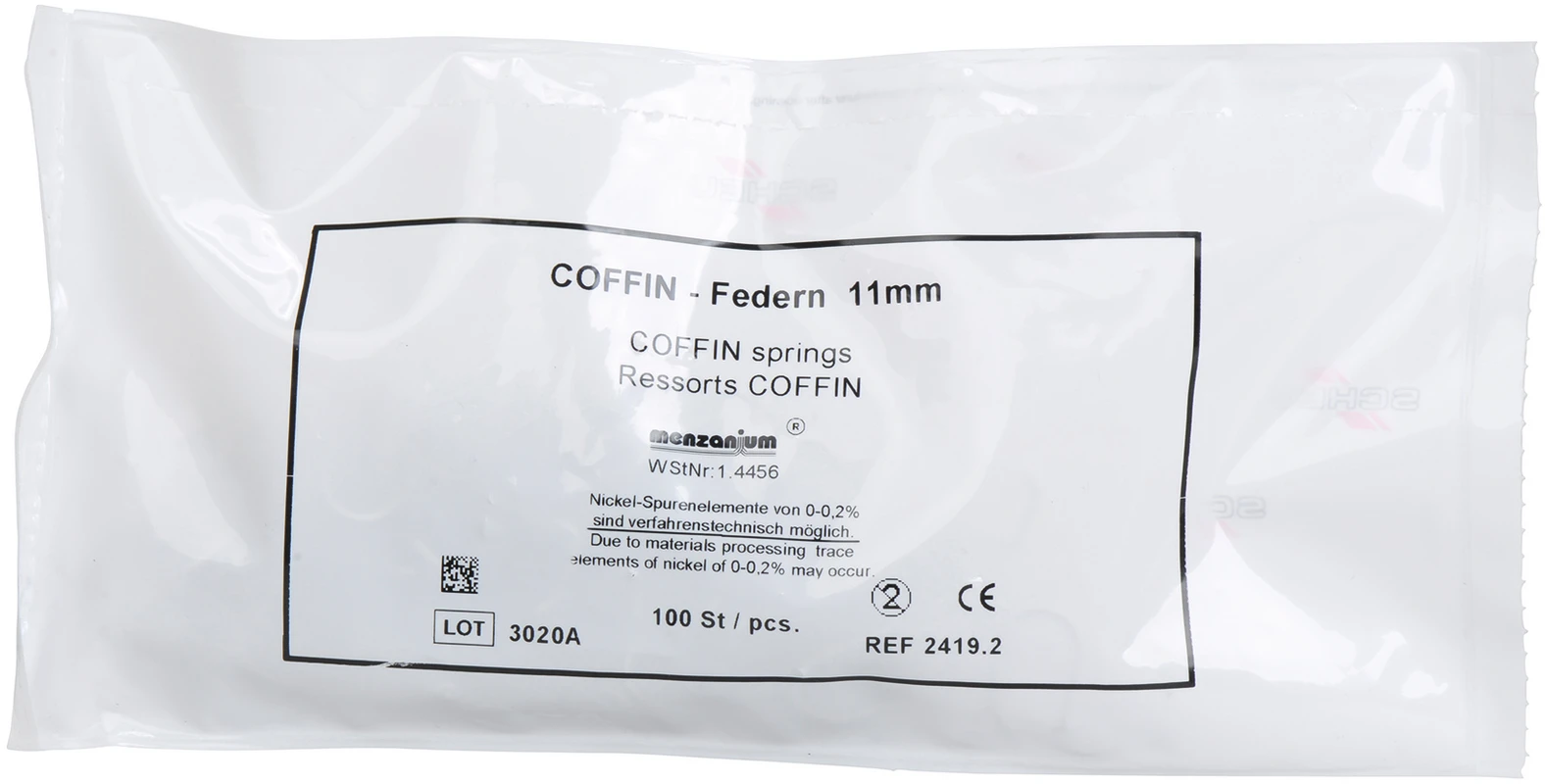 Coffin-Feder Packung 100 Stück 11 mm, &Oslash; 1,2 mm