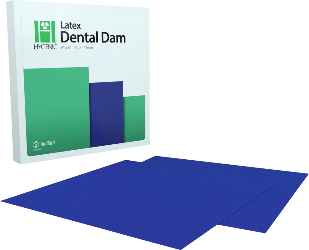 Hygenic® Latex Kofferdam Packung 36 Stück 6"x 6" medium blau