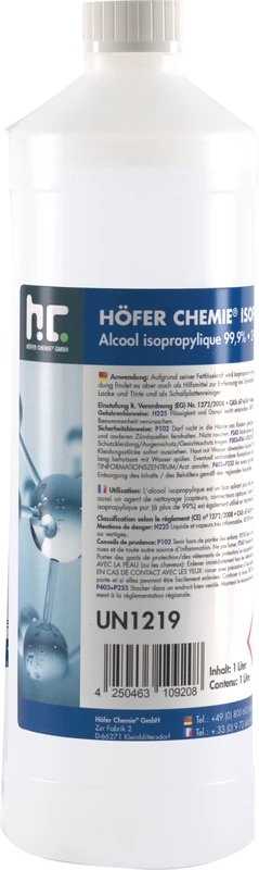 Isopropanol 99,9% Flasche 1 Liter Isopropanol 99,9% Höfer Chemie GmbH
