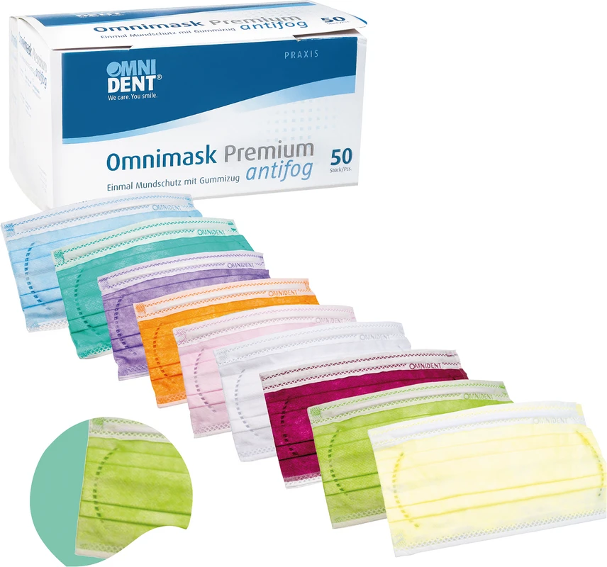 Omnimask Premium antifog Packung 50 Stück mit Gummizug, grün