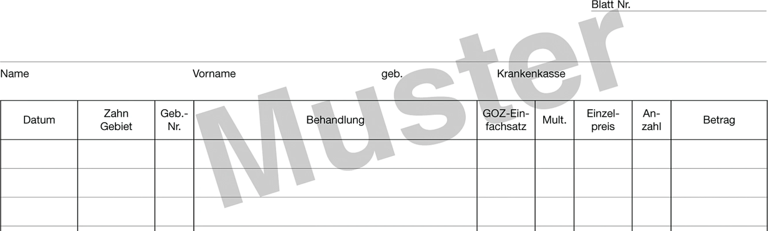 Krankenblatt P1 Stück 100 Blatt kopfgelocht, A5