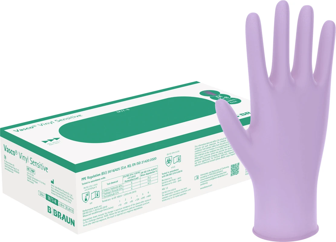 Vasco® Vinyl Sensitive Packung 100 Stück violette, puderfrei, Größe L