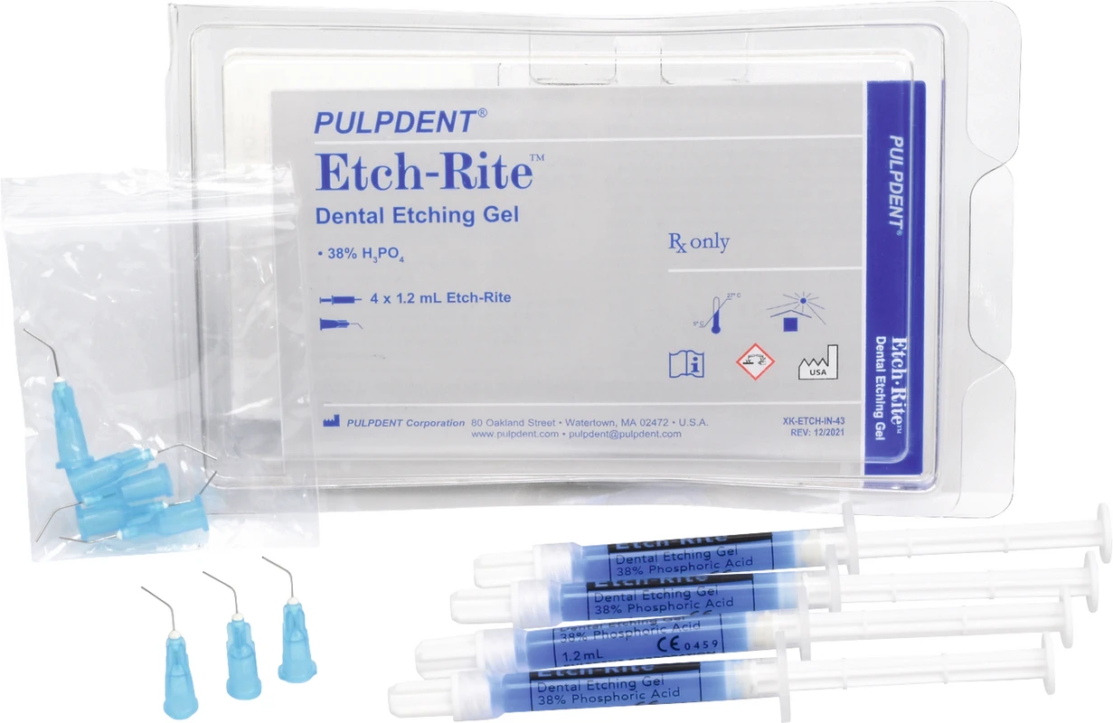 Etch Rite™ Packung 4 x 1,2 ml Spritze 38 %, 8 Nadelansätze