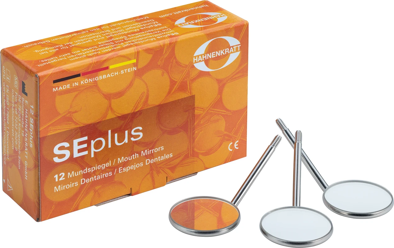 SEplus Mundspiegel Packung 12 Stück SS-Stiel 5 hohl, Ø 24 mm