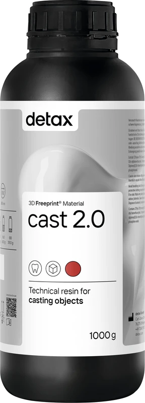 FREEPRINT® cast 2.0 Flasche 1 kg Kunststoff 385 nm, rot-transparent