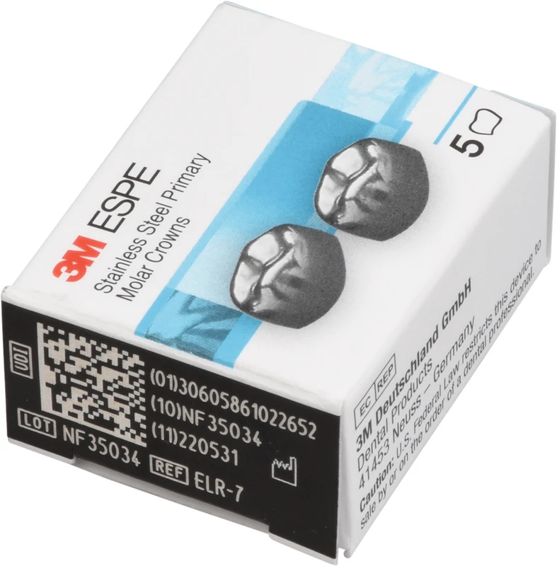 Edelstahlkronen Packung 5 Stück E-LR-7, für Milchmolaren