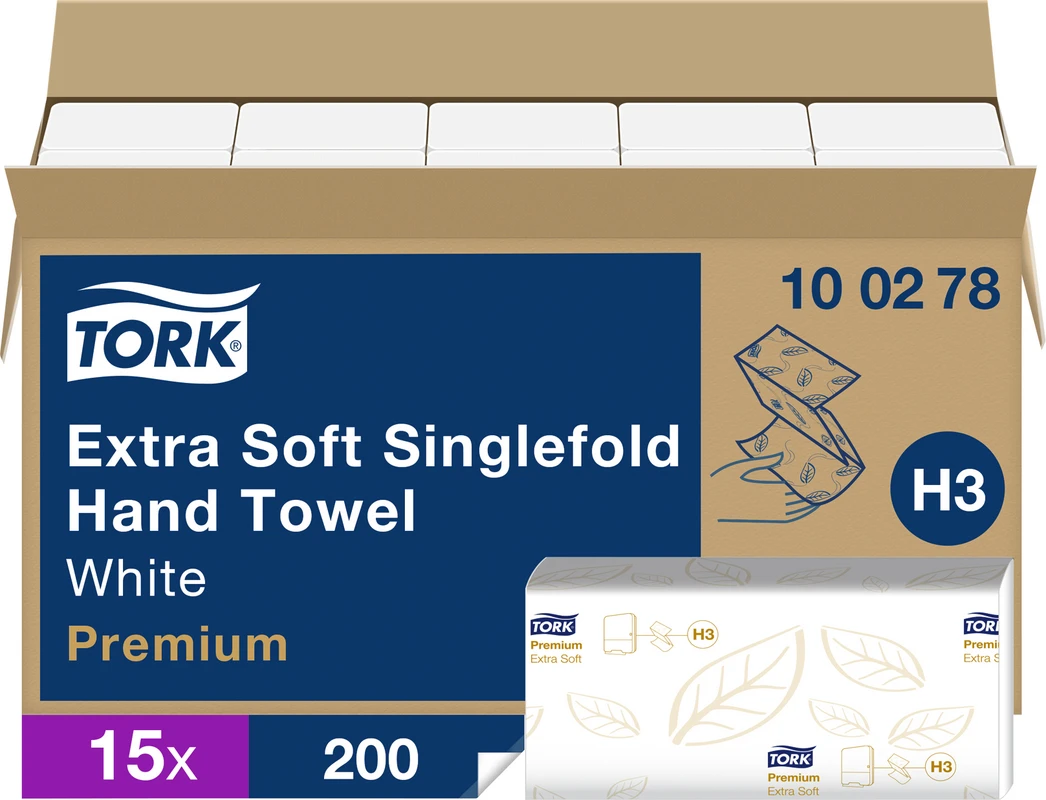 TORK® extra weiche Zickzack Handtücher (V-Falz) H3 System Karton 15 x 200 Stück 2-lagig, extra weich, 23 x 22,6 cm, hochweiß