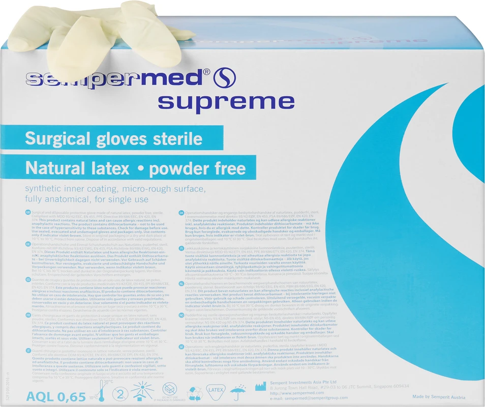 Sempermed® supreme Packung 50 Paar puderfrei, naturweiß, Größe 6,5