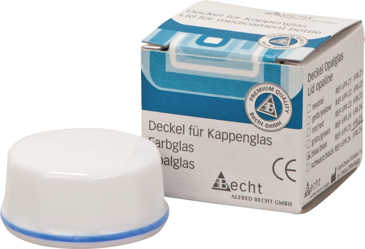 Kappengläser aus Simplex-Opalglas Stück Ersatz-Deckel mit blauem Ring