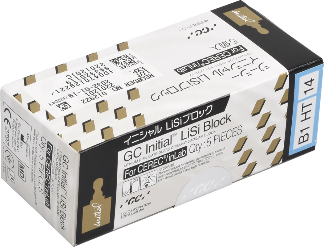 GC Initial™ LiSi Block für CEREC Packung 5 Stück Größe 14, B1 HT