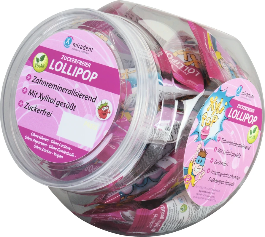 XyliPOP® Lollipop Bonboniere 25 x 6 g Stück Erdbeere