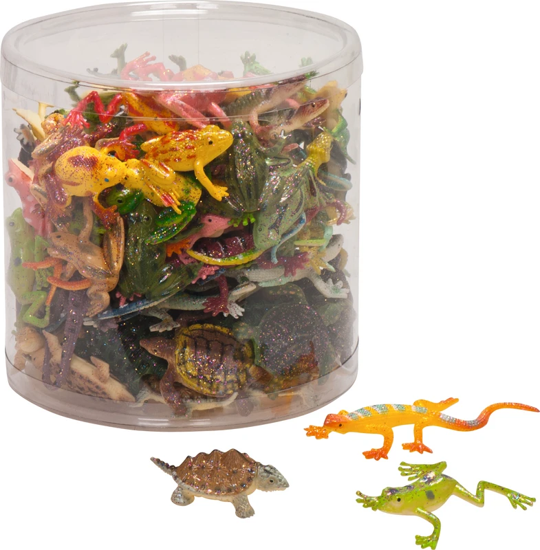 Glitzertiere Packung 96 Stück (Frösche, Schildkröten, Salamander)